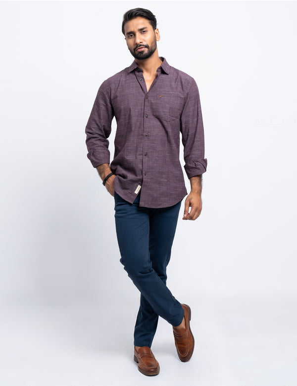 Men's Casual Shirt - Maroon Stripe