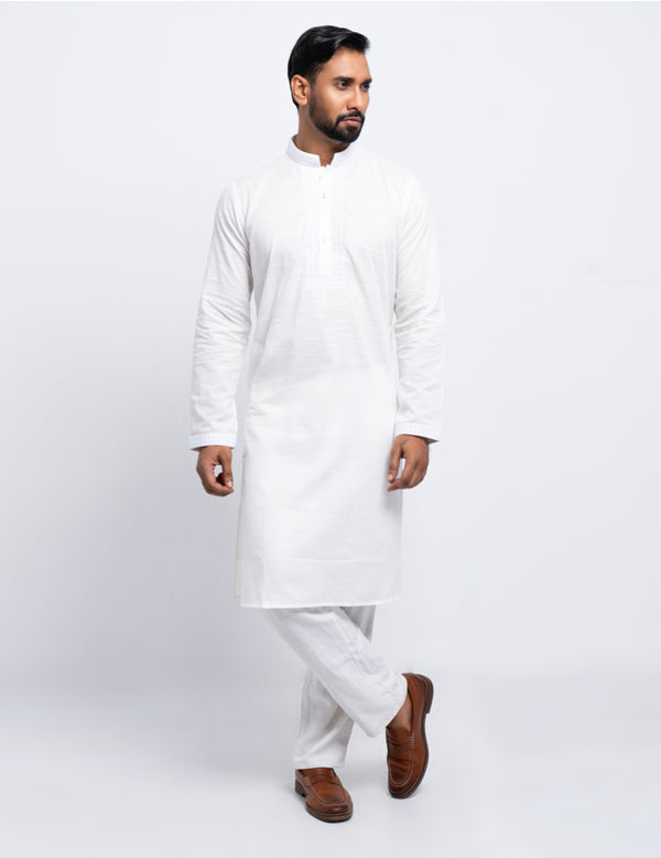 Luxury Panjabi - White Slub