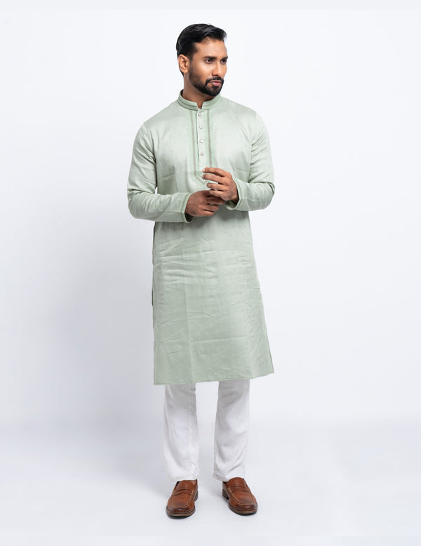Premium Panjabi - Lt. Olive Green