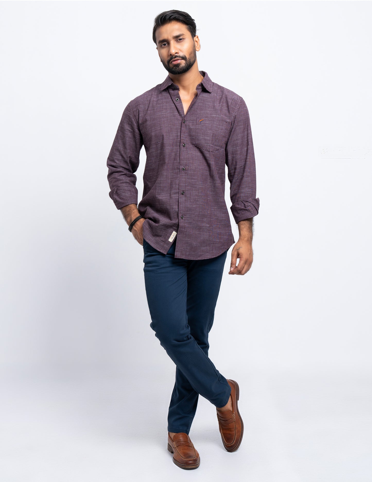 Men's Casual Shirt - Maroon Stripe