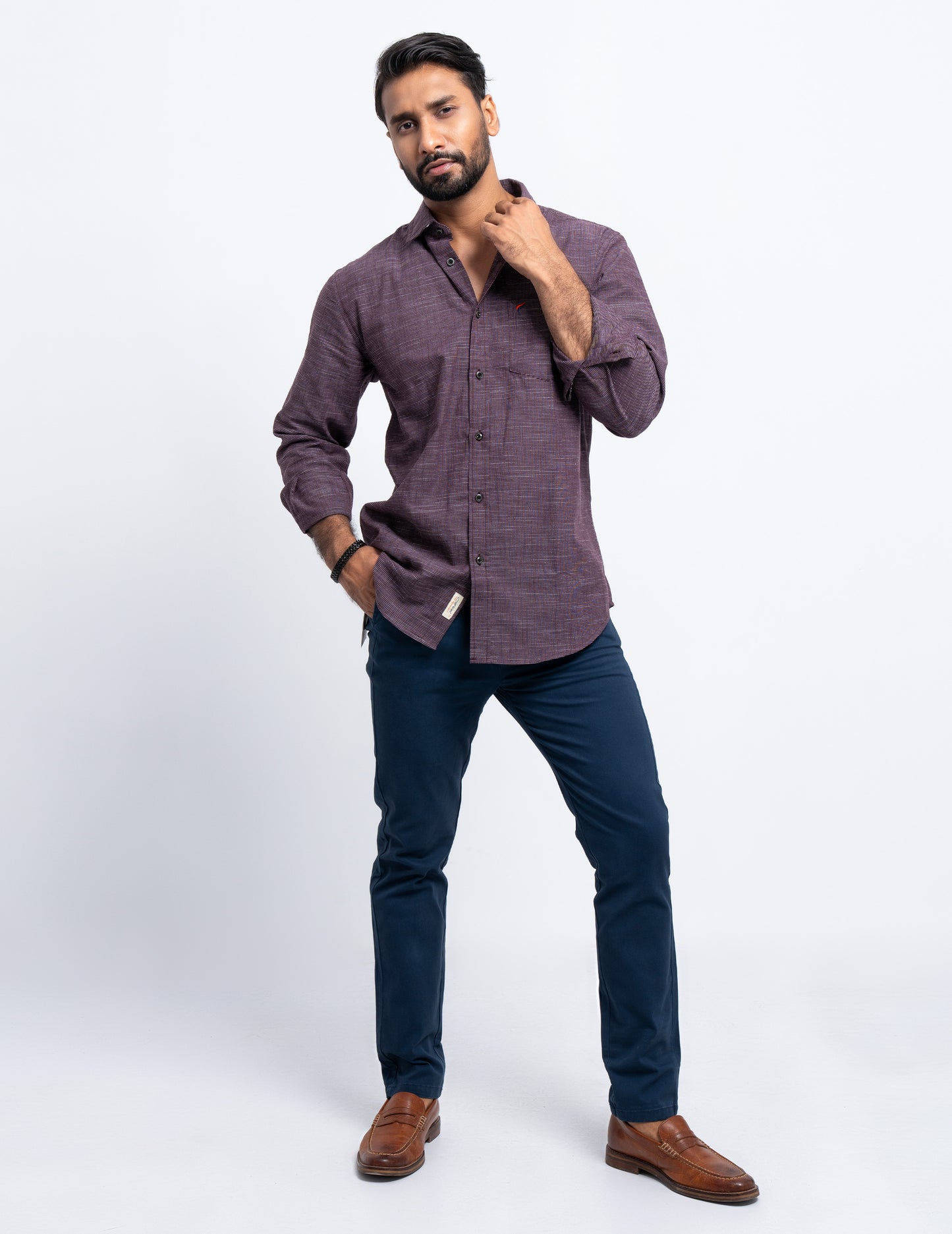 Men's Casual Shirt - Maroon Stripe