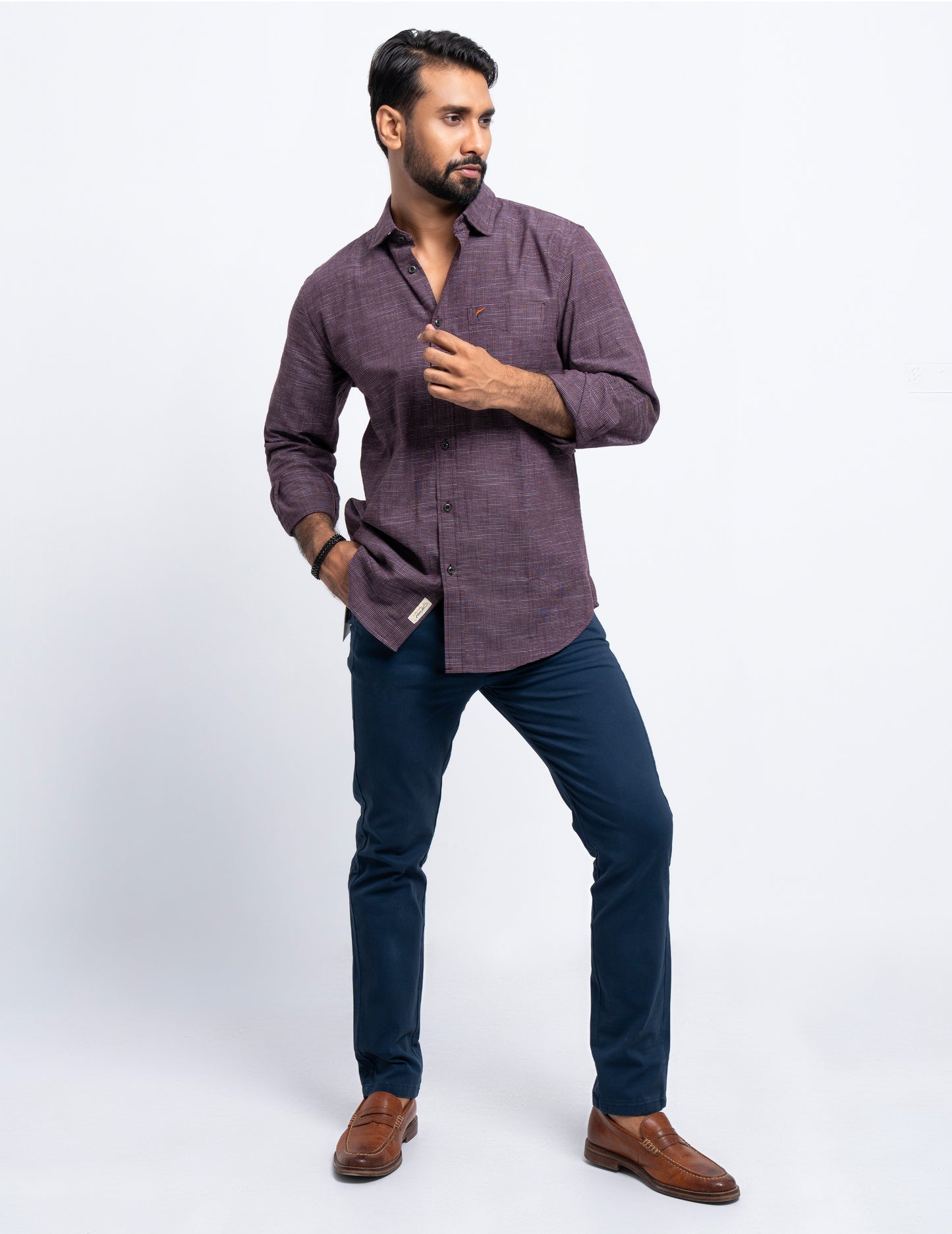 Men's Casual Shirt - Maroon Stripe