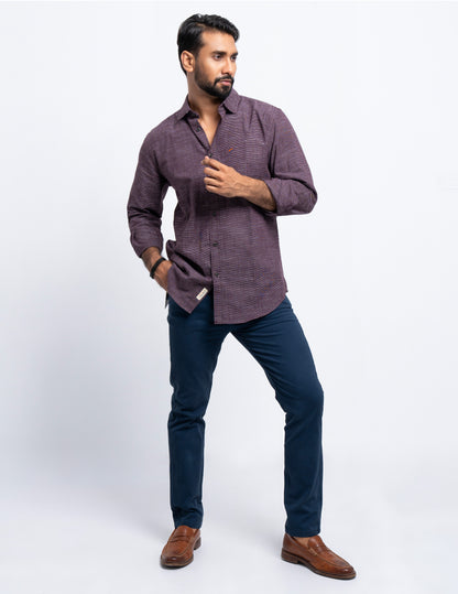 Men's Casual Shirt - Maroon Stripe