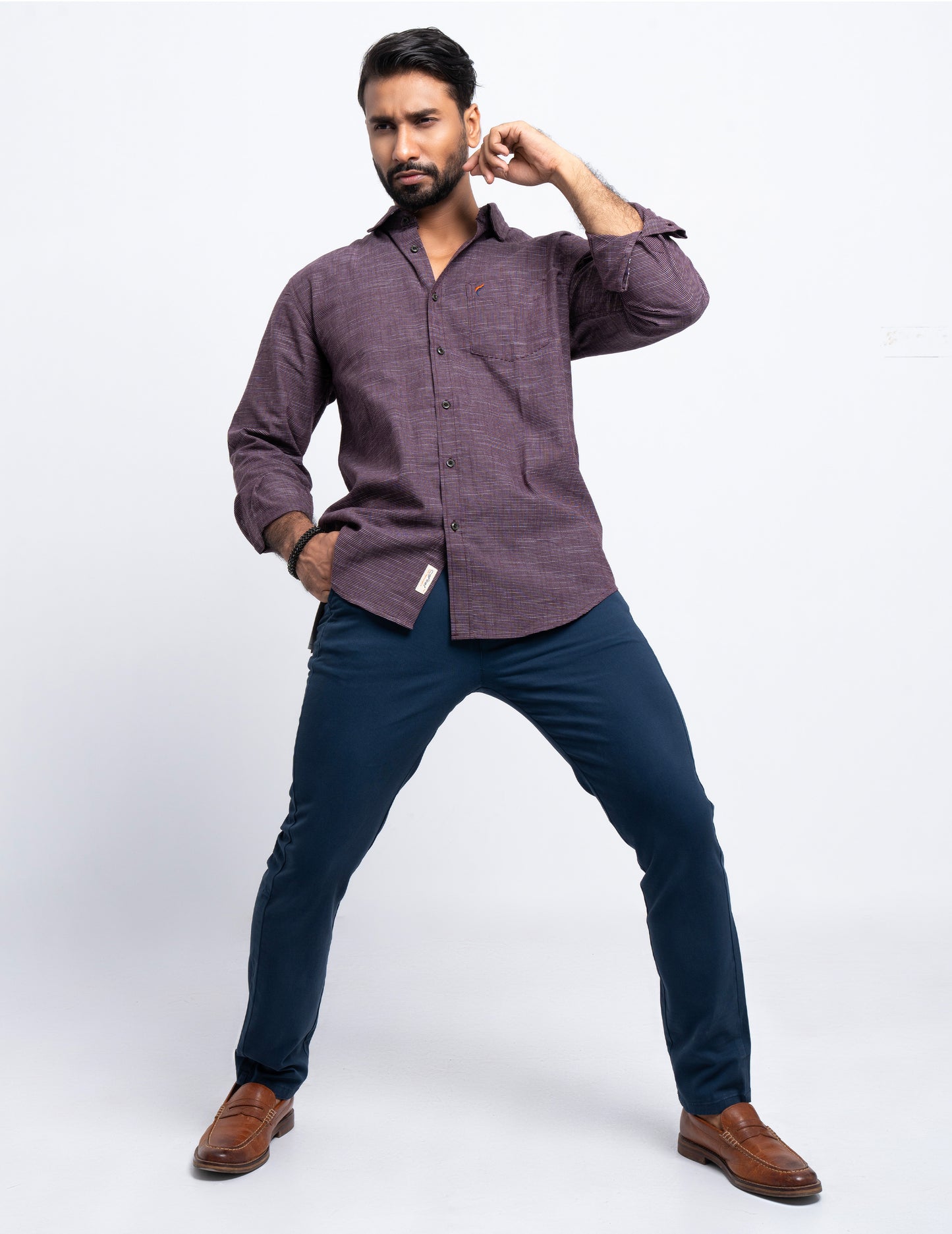 Men's Casual Shirt - Maroon Stripe