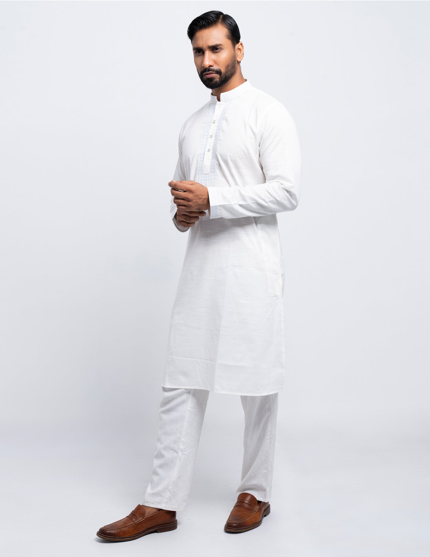 Luxury Panjabi - White Slub