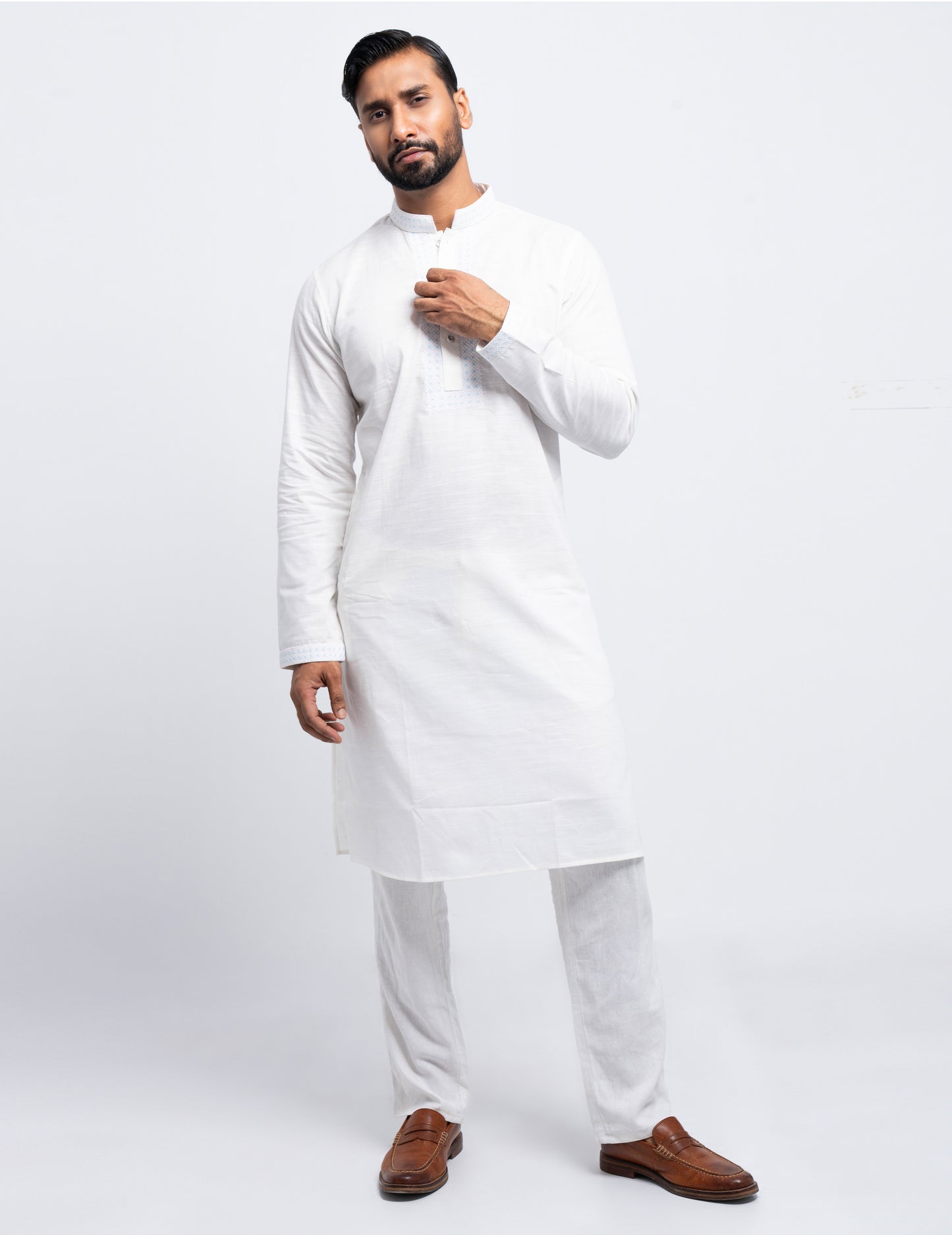 Luxury Panjabi - White Slub