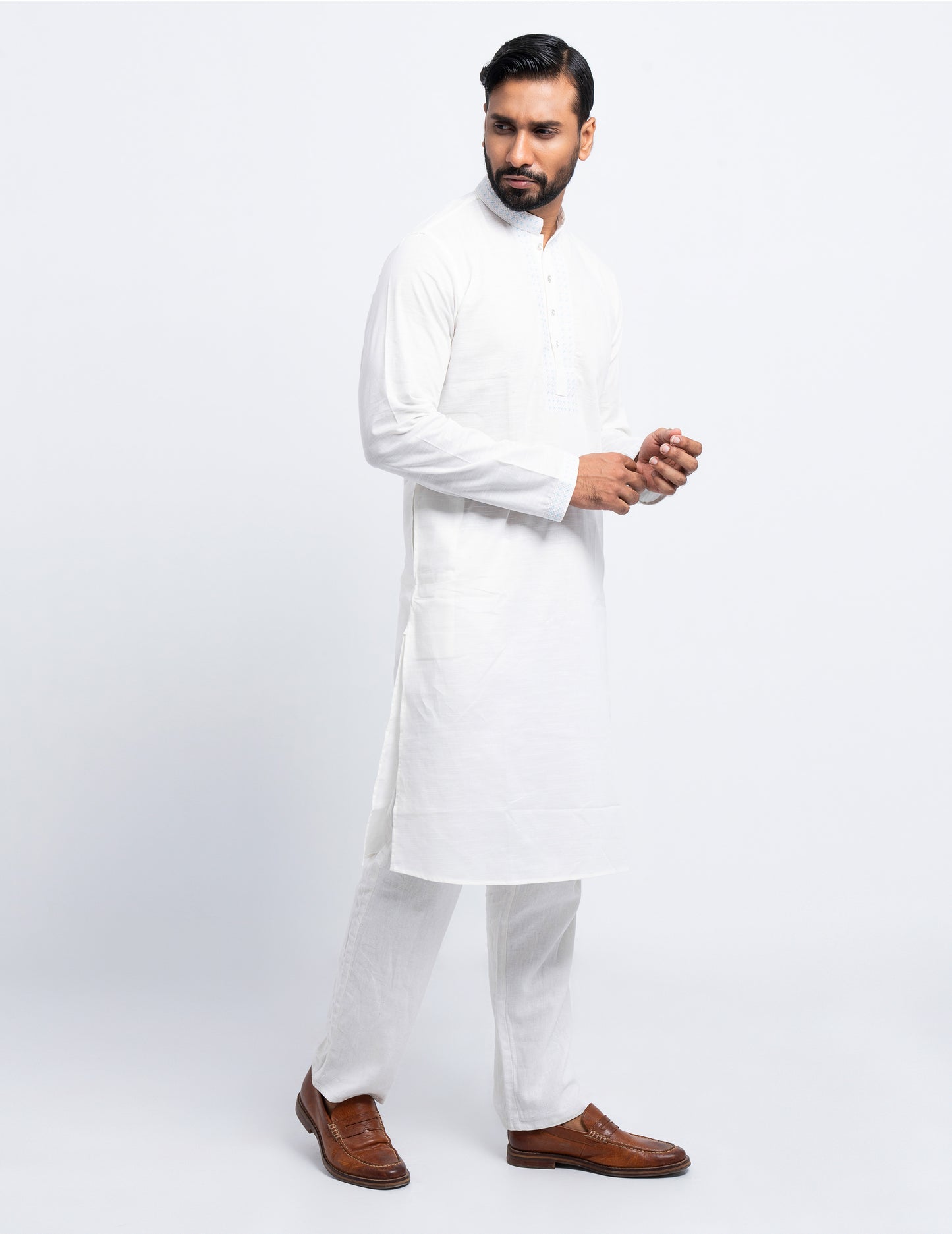 Luxury Panjabi - White Slub