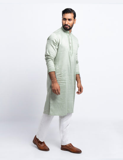 Premium Panjabi - Lt. Olive Green