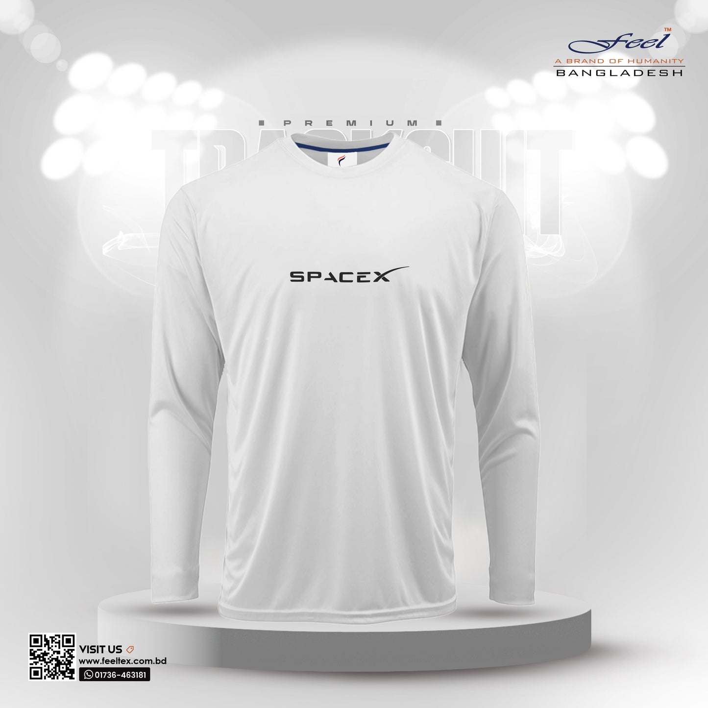 SpaceX - Long Sleeve Crew Neck T-Shirt - White