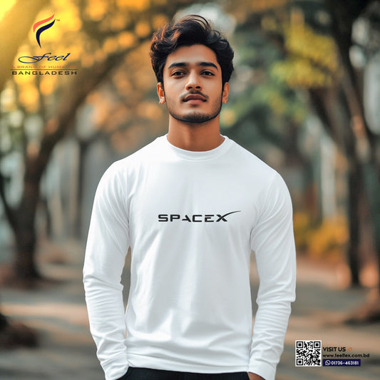 SpaceX - Long Sleeve Crew Neck T-Shirt - White