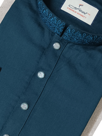 Premium Panjabi - Bottle Green Herringbone