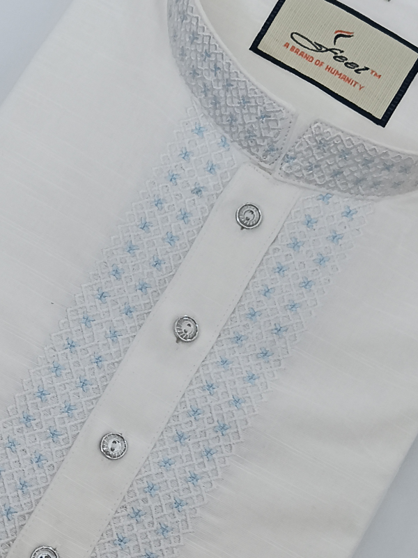Luxury Panjabi - White Slub
