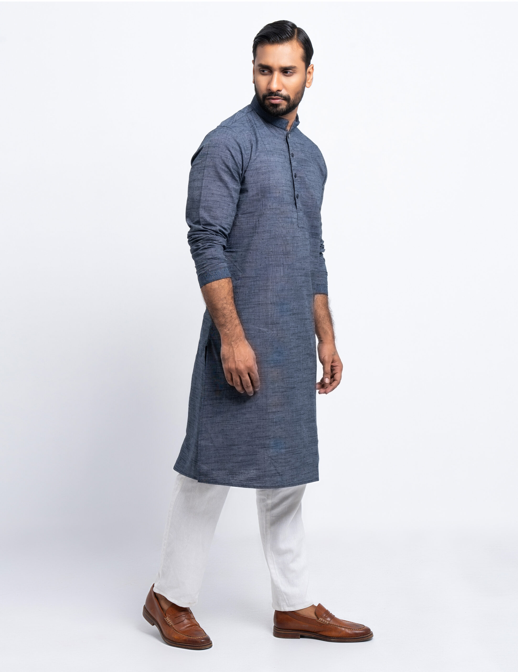 Home premium panjabi dark ash slub